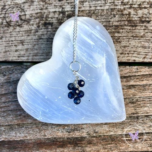 Blue Sapphire Cluster September Birthstone Necklace